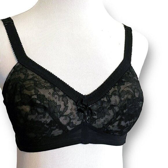 Vintage Other - Vintage 1960s Vassarette Hollywood Mais Oui Bra 36A Black Lace Wire Free 1935